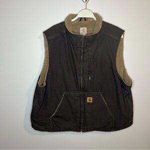 Carhartt Sherpa-Lined Vest Men’s Size 2XL Brown Duck Canvas